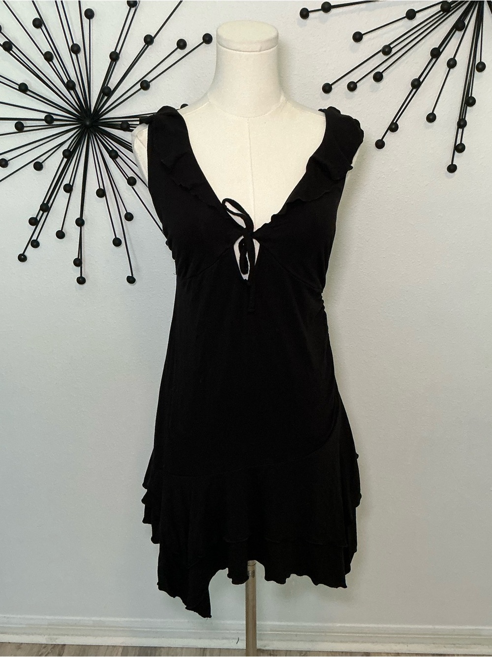 wild fable Black Ruffle-Trim Mini Dress